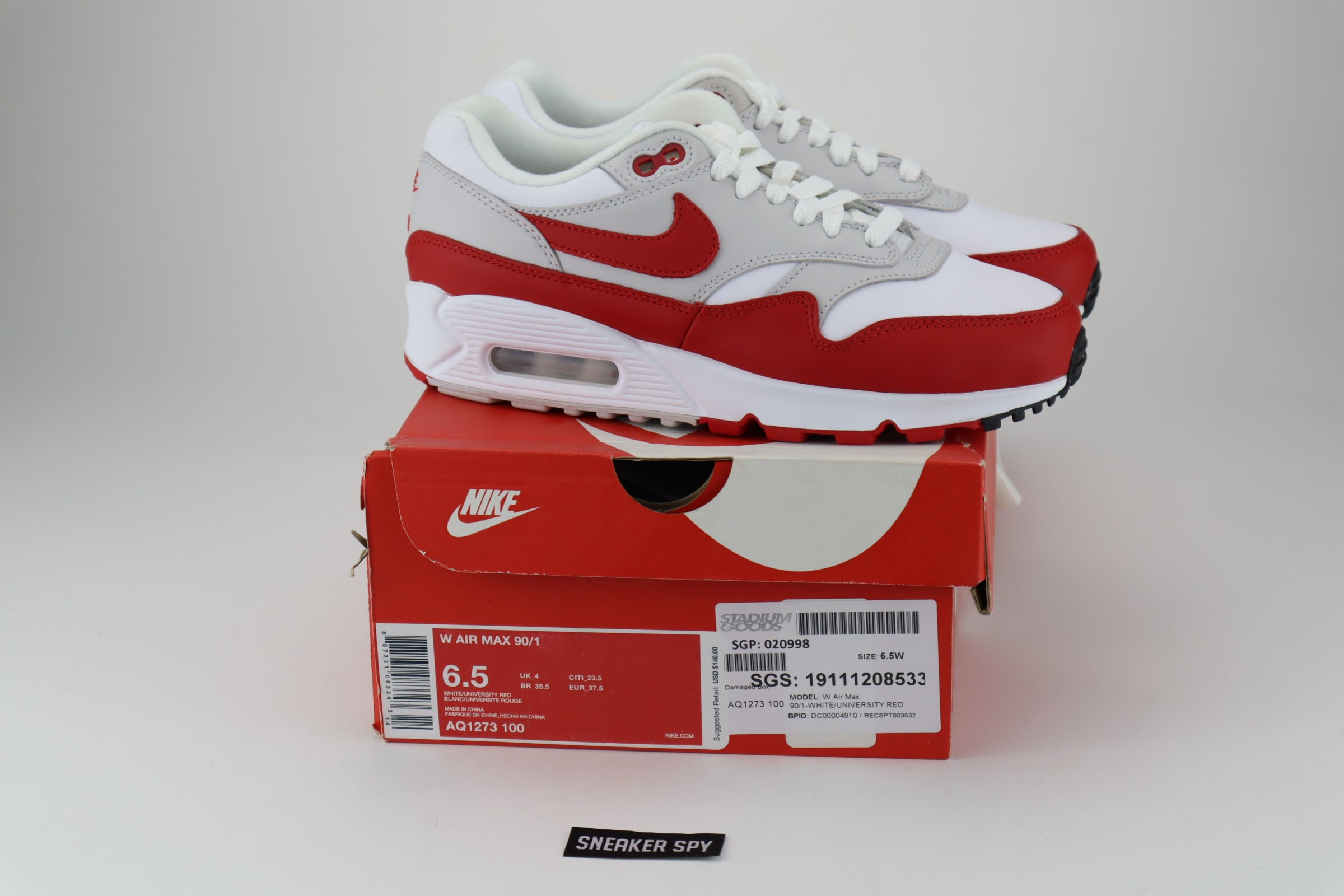 NIKE AIR MAX 1/90 UNIVERSITY RED AQ1273-100