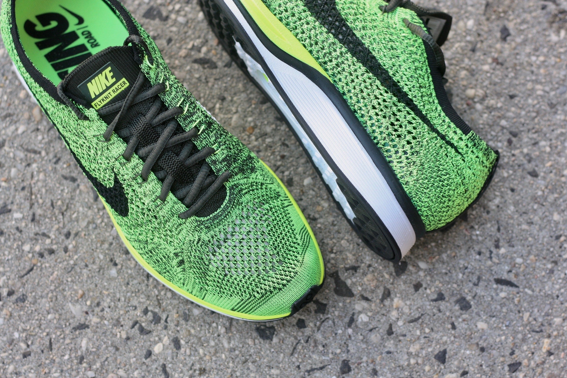 NIKE FLYKNIT RACER VOLT / DARK GREEN 526628-731